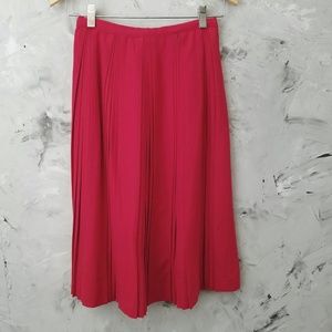 VINTAGE 60's Red Pleated Hand Tailored Skirt